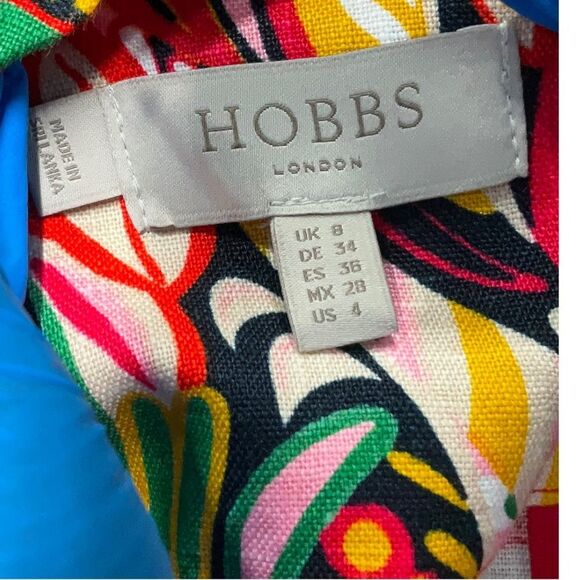 HOBBS London 100% Linen Twitchill Multicolor Sleeveless Fit and Flare Fun Dress - Picture 7 of 10